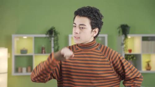Teen Boy Portrait in Striped Turtleneck Shirt