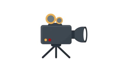 Minimalist Flat Design Video Camera Icon Animation