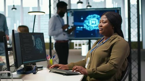 Admin Using AI Neural Networks Tech on Computer to Optimize Performance