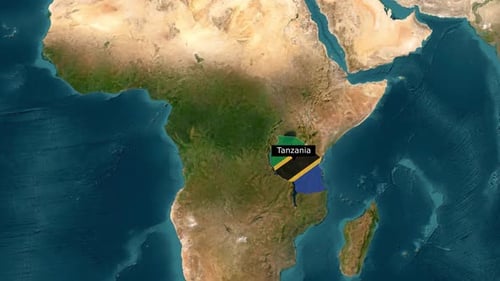 Tanzania Map Zoom and Flag Reveal Animation