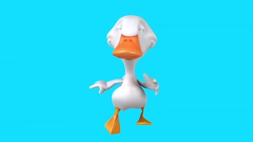 Fun 3D cartoon duck running (with alpha channel)