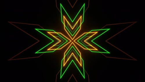 Green And Orange Neon Arrows Rotated Background Vj Loop In 4K