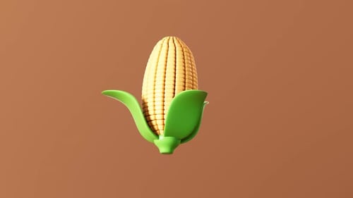 Stylized 3D Corn on the Cob Rotating Animation