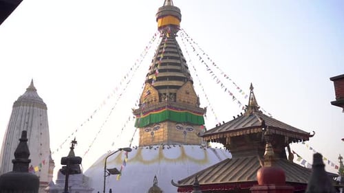Landscape view of Buddhism heritage Soyambhunath Stupa