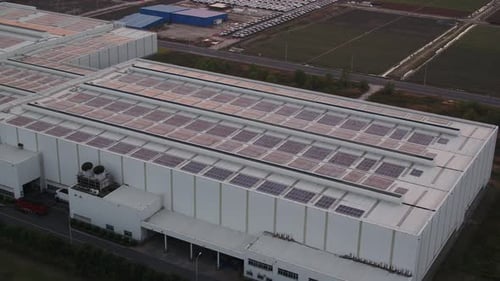 Solar power station on factory rooftop