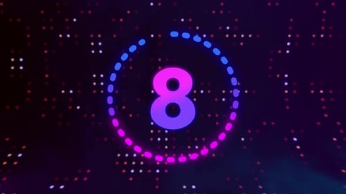 Digital Countdown Animation From Ten To Zero Numbers With Motion Background