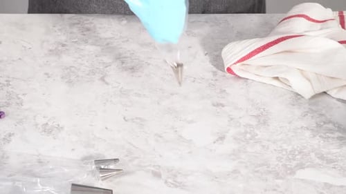 Step By Step Transfering Meringue Mix Into Piping Bags with Metal Tips to Bake Unicorn Meringue Pops