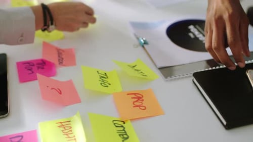 Team Brainstorming Ideas With Sticky Notes