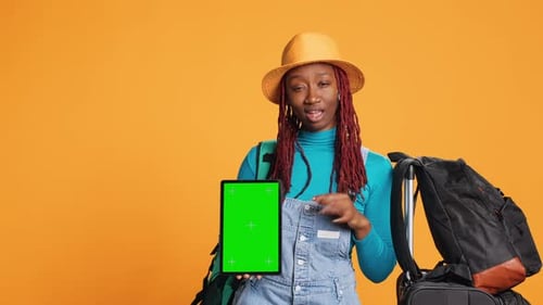 Joyful Person with Isolated Green Screen