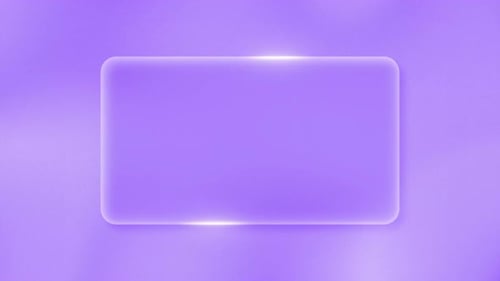 Violette Glasmorphismus-Animation. Rechteck aus Milchglas auf violettem Hintergrund mit Farbverlauf
.