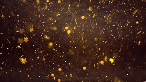 Golden Shimmering Stars and Particles Celebration Background