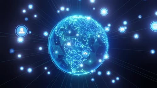 Fondo de tecnología global digital con icono.