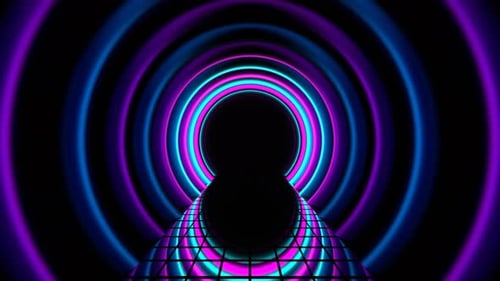 Cyan And Pink Futuristic Cylindrical Tunnel Background Vj Loop In 4K