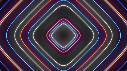 Colorful neon rectangle vj tunnel