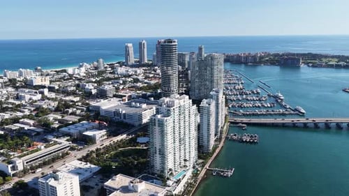 Miami Beach Skyline At Miami Beach In Florida United States.