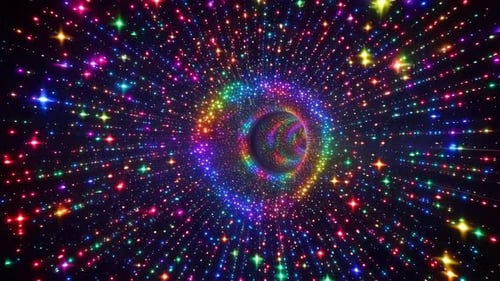 Fond de tunnel hyperspatial arc-en-ciel avec partie lumineuse au néon