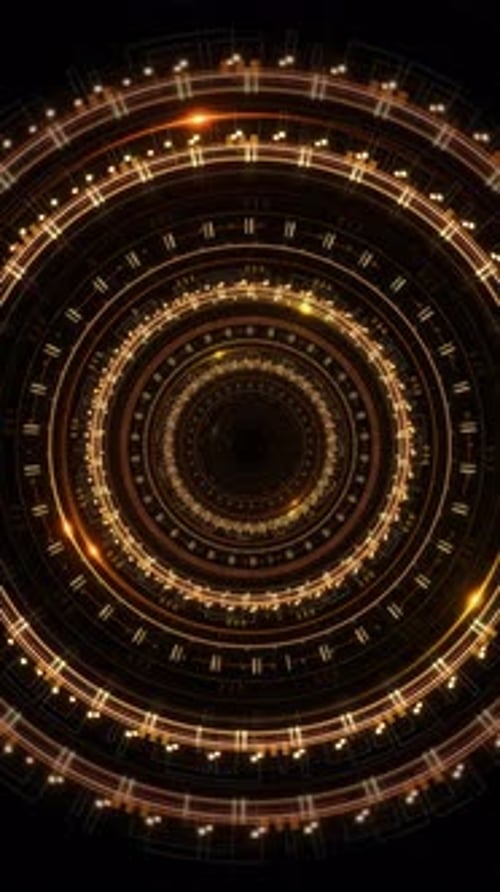 Hightech Circular Interface Rings Digital Patterns Rotating Elements Forming Scifi Control System
