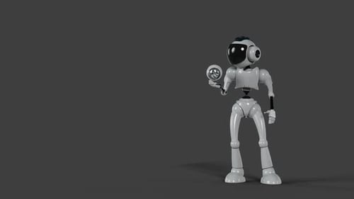 Playful 3D Robot Character Juggling Head Animation