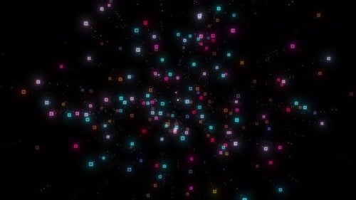 High Tech Square Glitter Particle Animation. Abstract Digital Glitter Particle Motion Animation