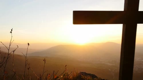 Mountain Cross at Sunrise