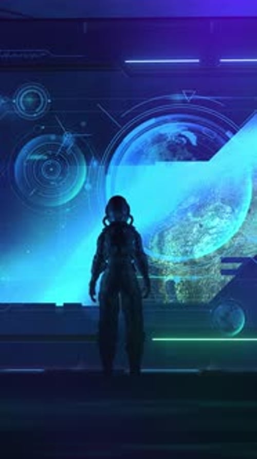 The Astronaut Collects Data About the Earth From Orbit 3D Render