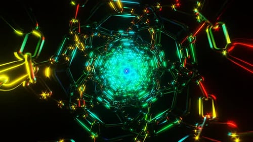 Neon Lights Pulse to the Beat in This Rhythmic Disco Pattern VJ Loop