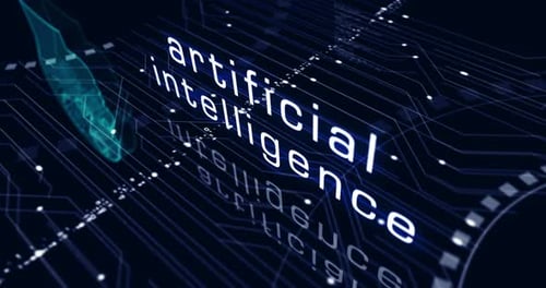 Artificial intelligence technology AI symbols loop cyber concept