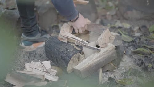 Preparing Campfire Firewood for Wilderness