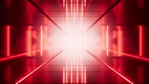 Red neon tunnel and light background, abstract and technology concept, 3d rendering.