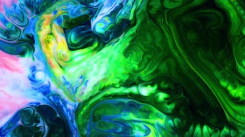Abstract Colorful Paint Swirls and Fluid Motion