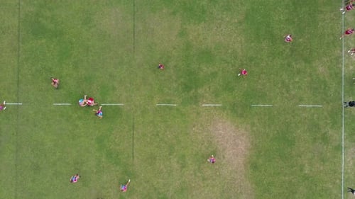 Birdseye view of game of touch rugby