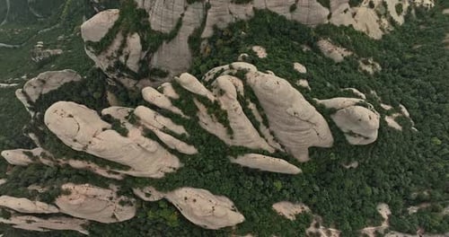 Aerial Journey Over Montserrat Catalonia's Majestic Mountain Landscapes