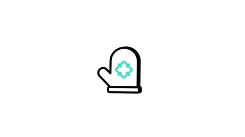 Animated Oven Mitt Icon Reveal Flat Design