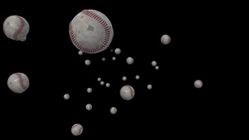 Baseball Balls Flying and Spinning