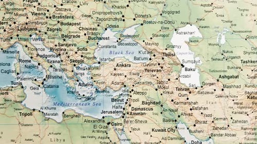 Colorful World Map with Countries and Cities