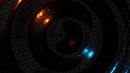 Wellenförmige Oberfläche mit Sechsecken. Unendlich viele Loop-Animationen