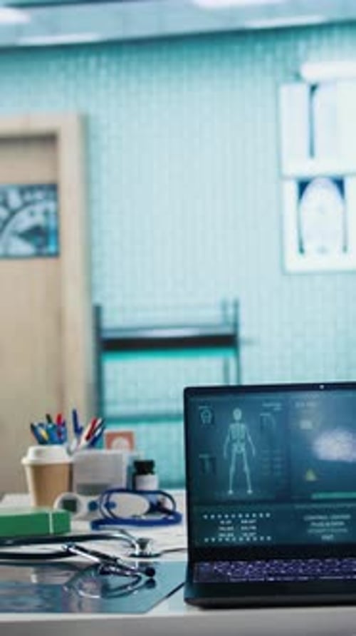 Vertical Video Empty Doctor Office Awaiting a Patient Visit Featuring Diagnostic Equipment