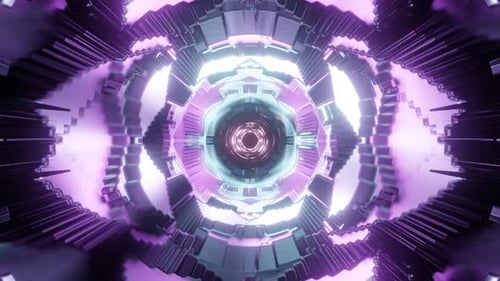 Tube motion. Neon glowing tube, motion through tunnel. Abstract background