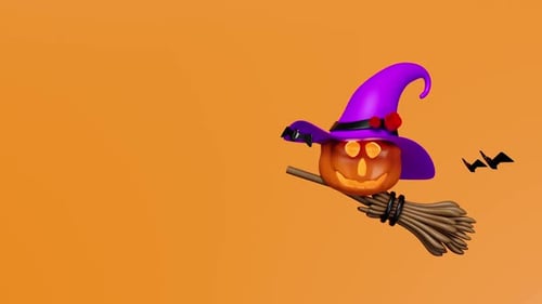 Whimsical Halloween Pumpkin with Witch Hat