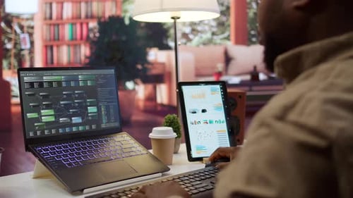 Professional Software Developer at Desk Working on AI Coding