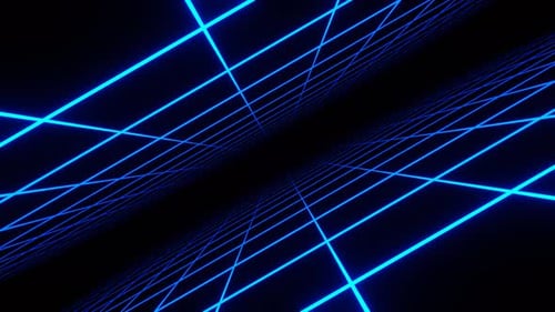 Blauer unendlicher Neon-Grid-Zonen-Hintergrund Vj Loop In 4K