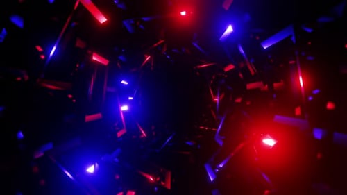 Spiralförmige abstrakte Kanten, rotierende und flackernde rote und blaue Polizei-Notlichter, 3D-Rendering. Vj