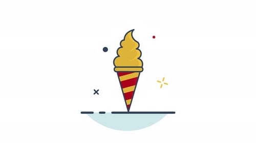 Animated Flat Design Ice Cream Cone Icon