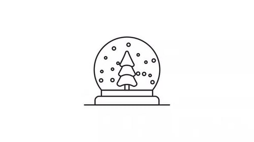 christmas snow ball line art minimalist animation 2d video for celebration xmas