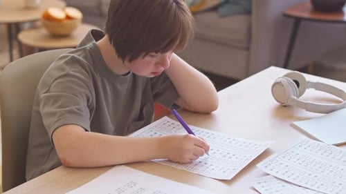 Girl with Down Syndrome Studying Maths