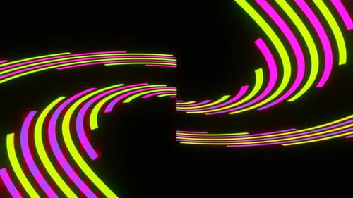 Pink And Light Green Bright Lines Move On Circle Background Vj Loop In 4K