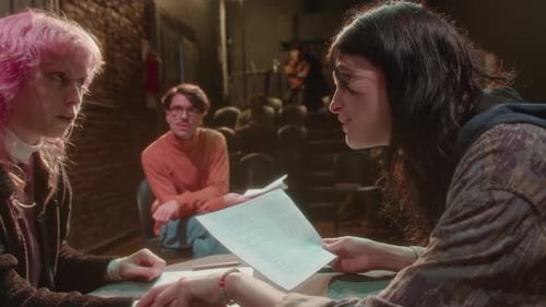 Actresses Reading Scripts and Playing Roles on Theater Rehearsal