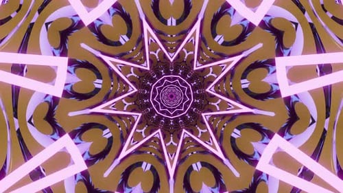 Stern mit lila Rose in der Mitte. Kaleidoskop VJ Loop