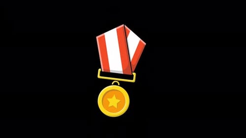 Medalla de oro animada. Vídeo sobre el concepto de campeón y recompensa: transparente