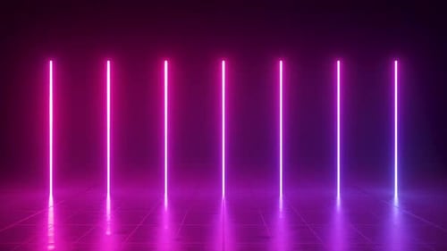 looping animation of glowing neon vertical lines in ultraviolet spectrum